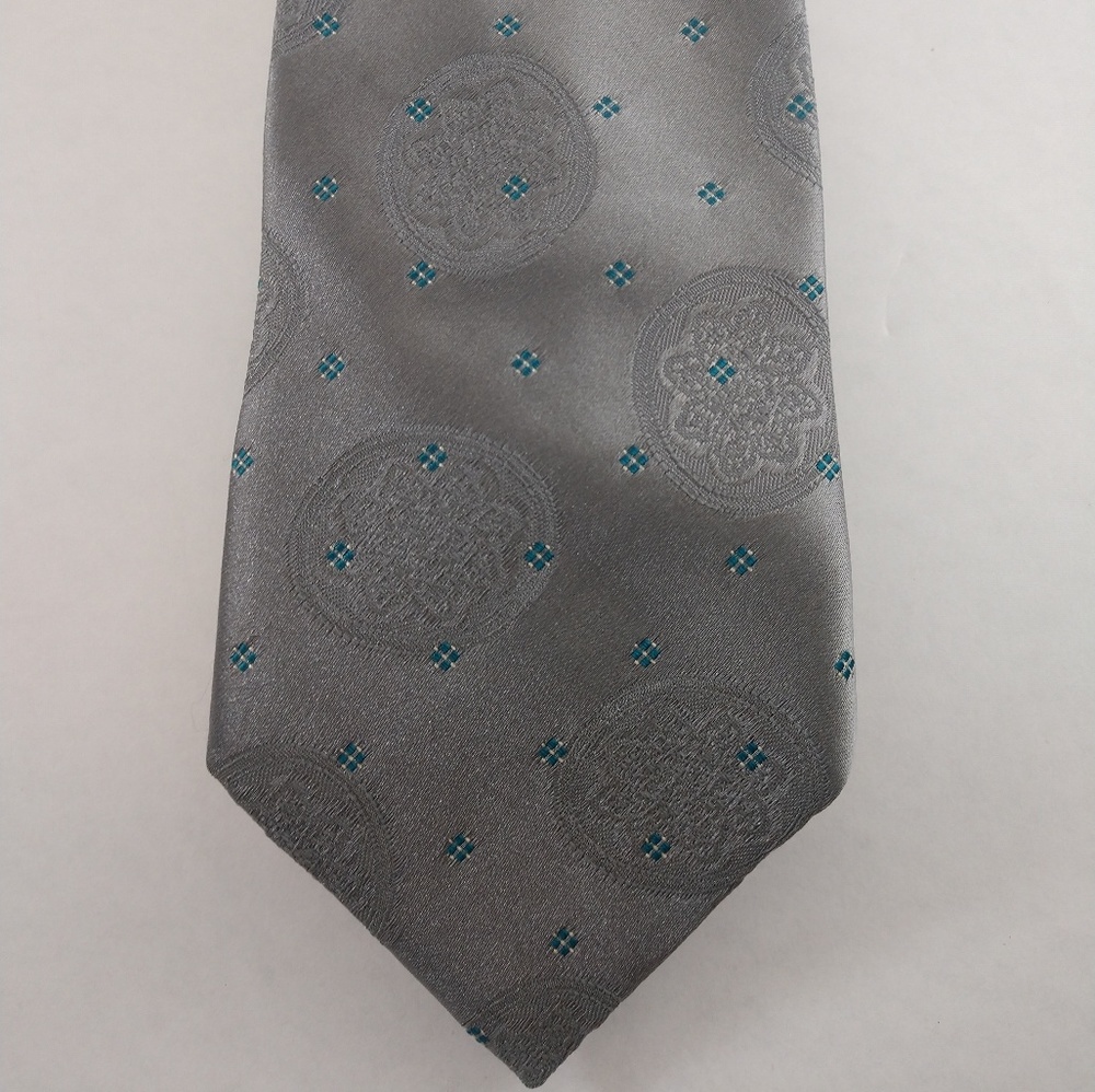 Sturbridge men's blended silk tie in silver /teal